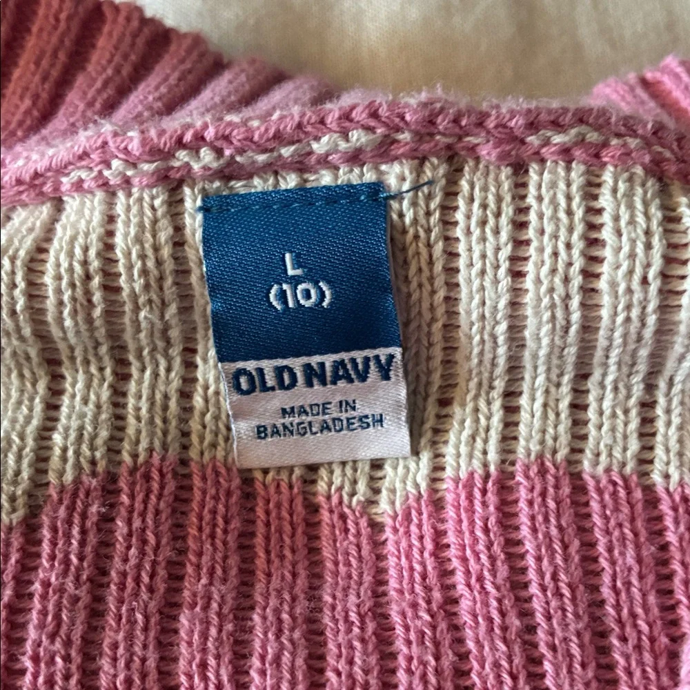 Old Navy Pink and Cream Cloud Button-Up Cardigan